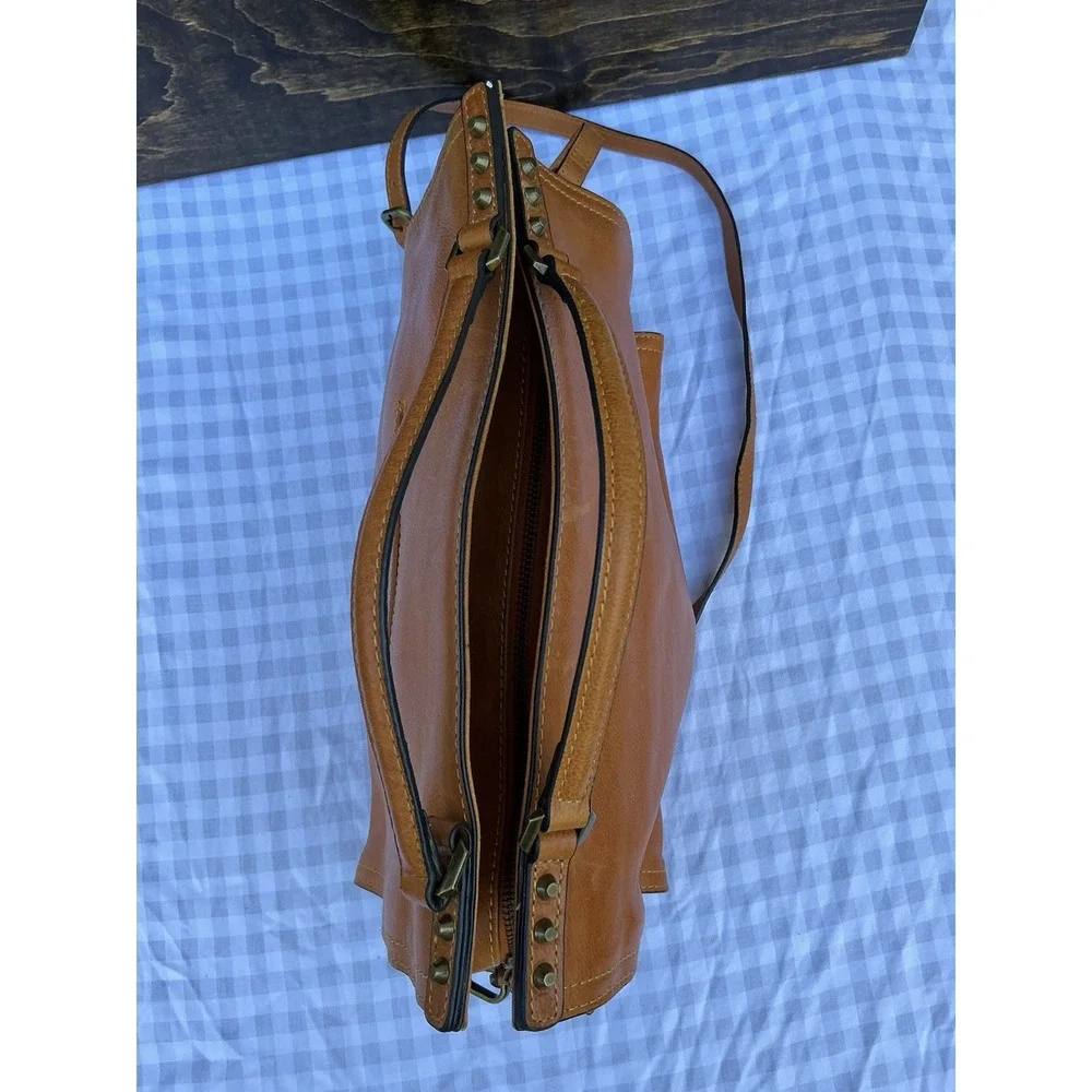 C & C California Leather‎ Bag Satchel Crossbody Tote Womens Bag British Tan